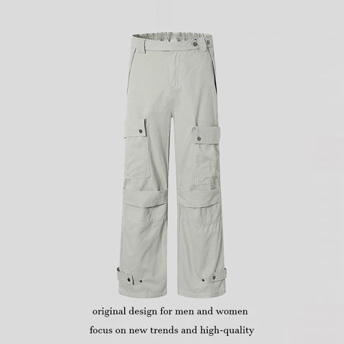 Damen weite Cargo-Culottehose mit hohem Bund, elastischem Taillenpass und Multi-Taschen Nord Taschen
