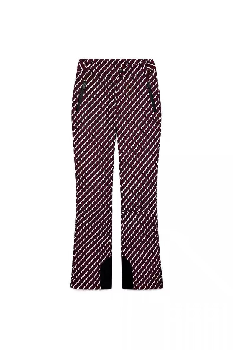 Damen Gemusterte Stretch-Joggpant mit ausgestelltem Schlag, elastischem Tunnelzugbund und Reißverschlusstaschen Nord Taschen