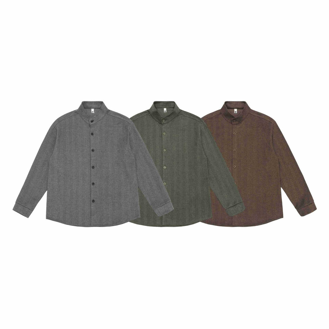 Herren Hemdjacke mit Stehkragen und Fischgrätstruktur Nord Taschen