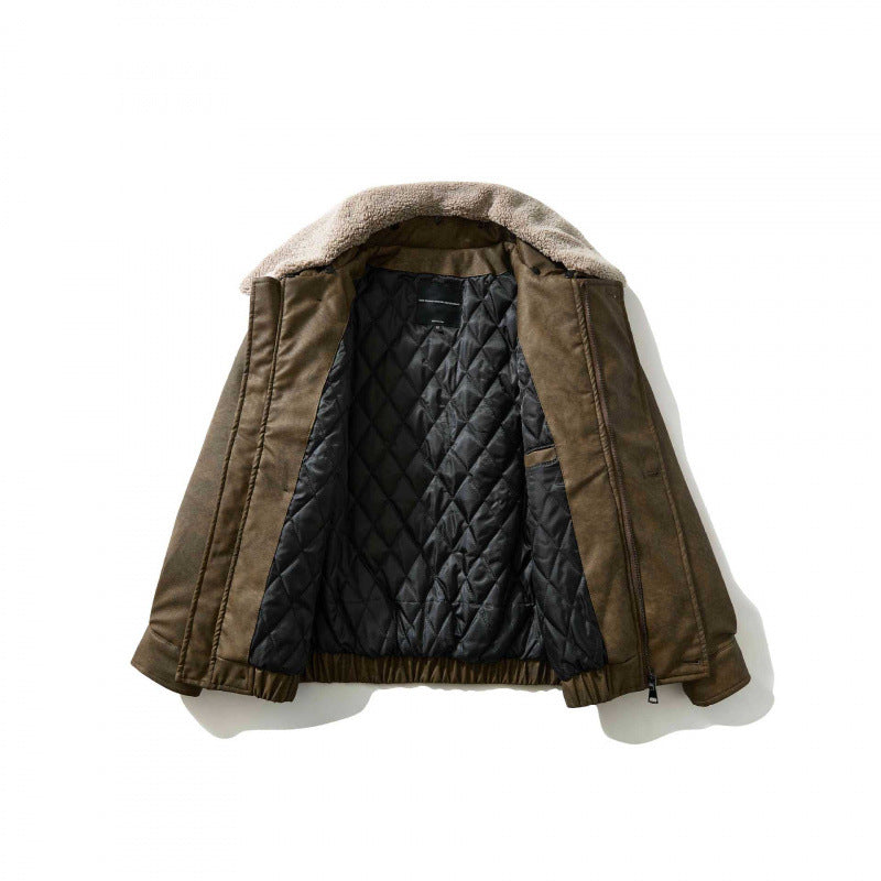 Herren Kurz geschnittene Pilotjacke mit Teddykragen, wattierter Innenlage und elastischem Saum Nord Taschen