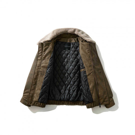 Herren Kurz geschnittene Pilotjacke mit Teddykragen, wattierter Innenlage und elastischem Saum Nord Taschen