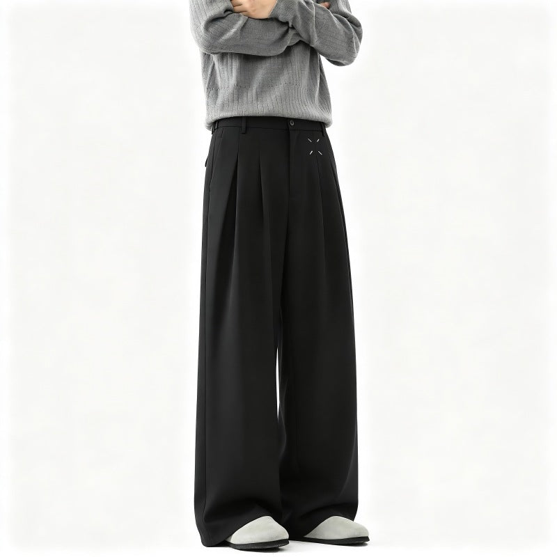 Herren Extrawide Palazzo-Hose mit hoher Taille, Bundfalten und weitem Bein Nord Taschen