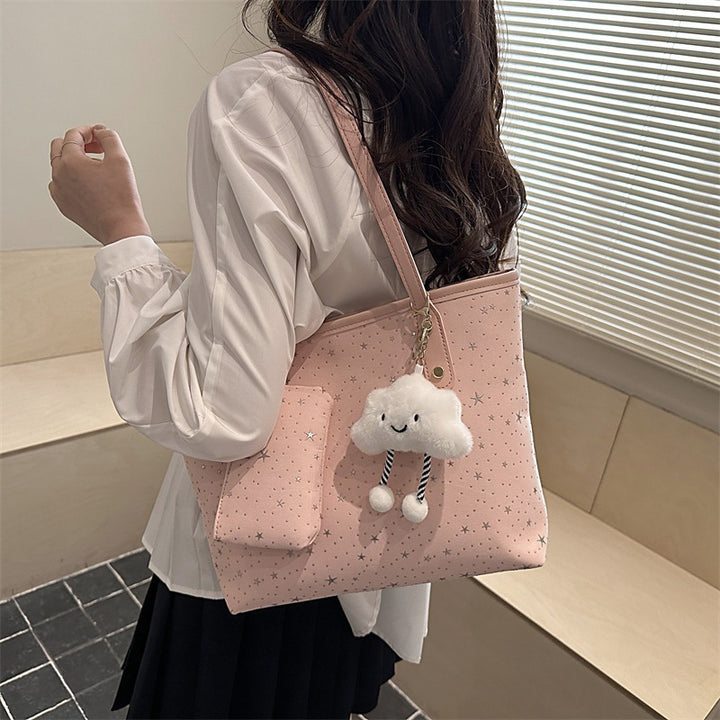 Damen große Tote Tasche mit funkelndem Sternendesign und abnehmbarem Kosmetiktäschchen Nord Taschen