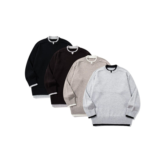 Damen Oversize‑Strickpullover mit kontrastiertem Rippkragen und verlängertem Bund Nord Taschen
