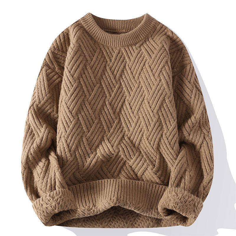 Damen grobgestrickter Oversize-Pullover mit Zopfmuster und elastischem Rippbund Nord Taschen