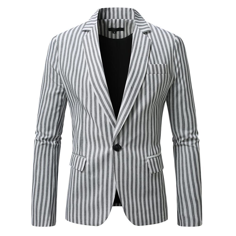 Herren gestreiftes Slim-Fit Sakko mit schmalem Revers und Single-Button Nord Taschen