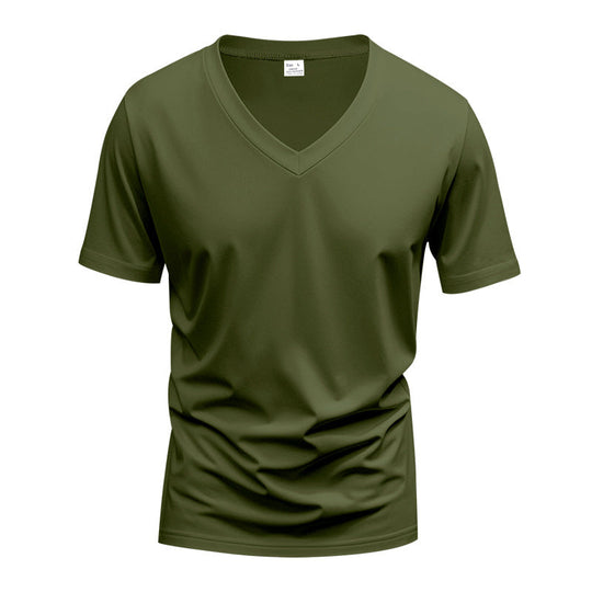 Herren V-Ausschnitt T-Shirt aus atmungsaktivem Baumwollmix mit modernem Schnitt
