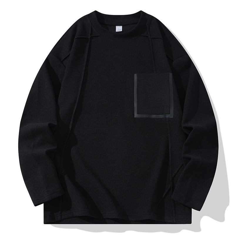 Herren Oversize-Langarmshirt aus strukturierter Baumwollmischung mit Brusttaschen-Detail Nord Taschen
