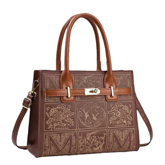 Damen elegante Handtasche mit kunstvollem Stickdesign und abnehmbarem Schulterriemen Nord Taschen