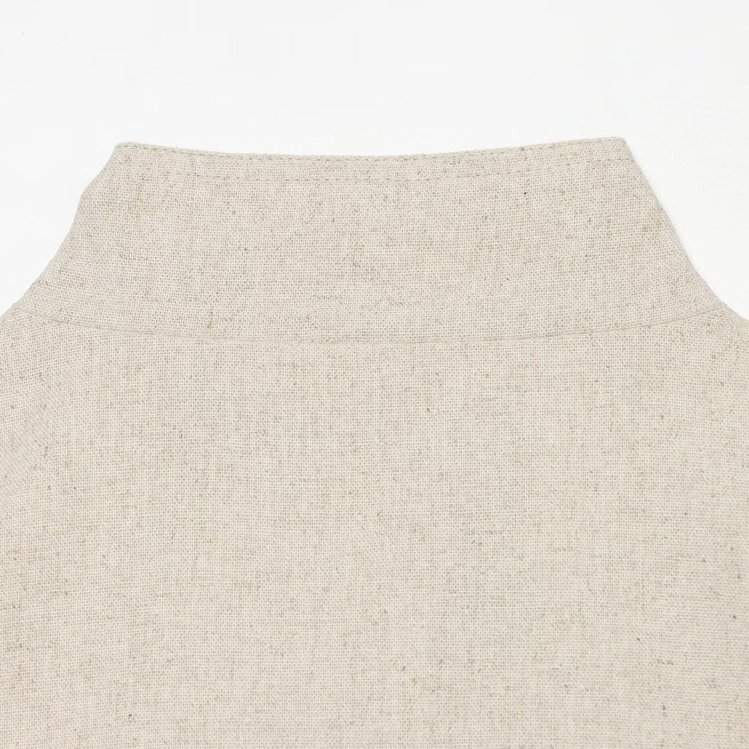 Damen Hochtaillierte Leinenblend-Hose mit konischer Passform und Ziernähten Nord Taschen