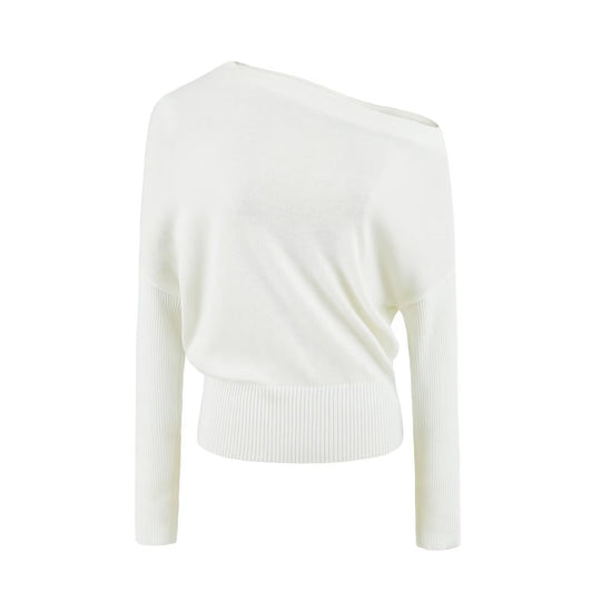 Damen Oversize One-Shoulder Pullover mit Fledermausärmeln und breitem Rippenbund Nord Taschen