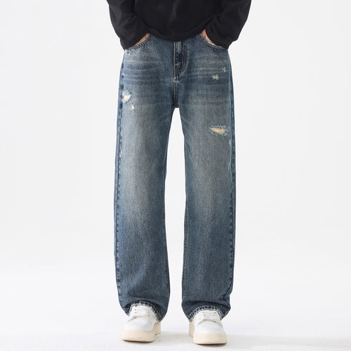 Herren Locker geschnittene Baggy-Jeans aus robustem Denim mit Distressed-Details Nord Taschen