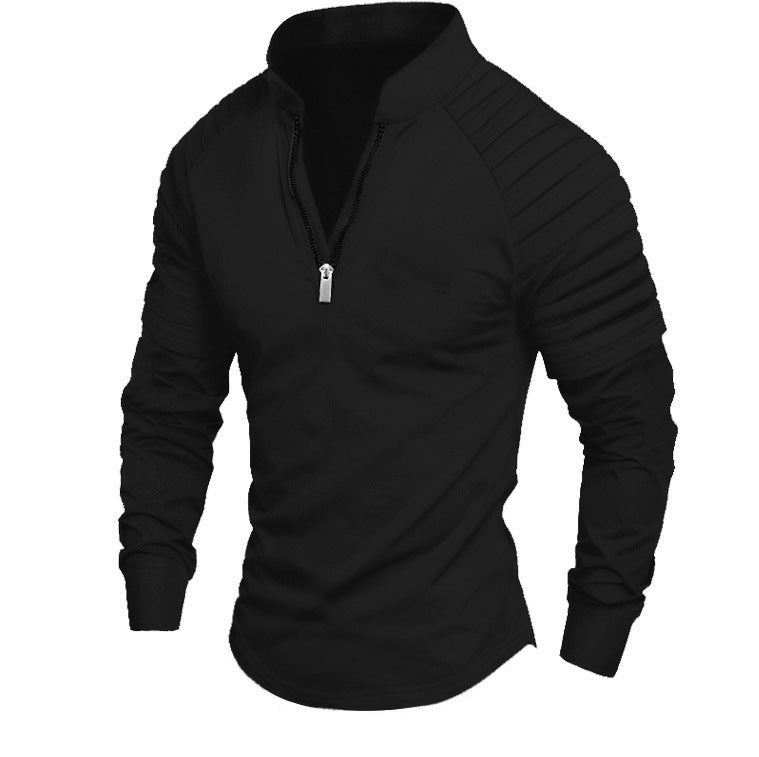 Herren Slim-Fit Troyer mit gesteppter Schulterpasse und halbem Reißverschluss Nord Taschen
