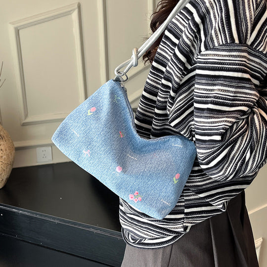 Damen Mini-Handtasche aus Denim mit buntem Stickdesign Nord Taschen