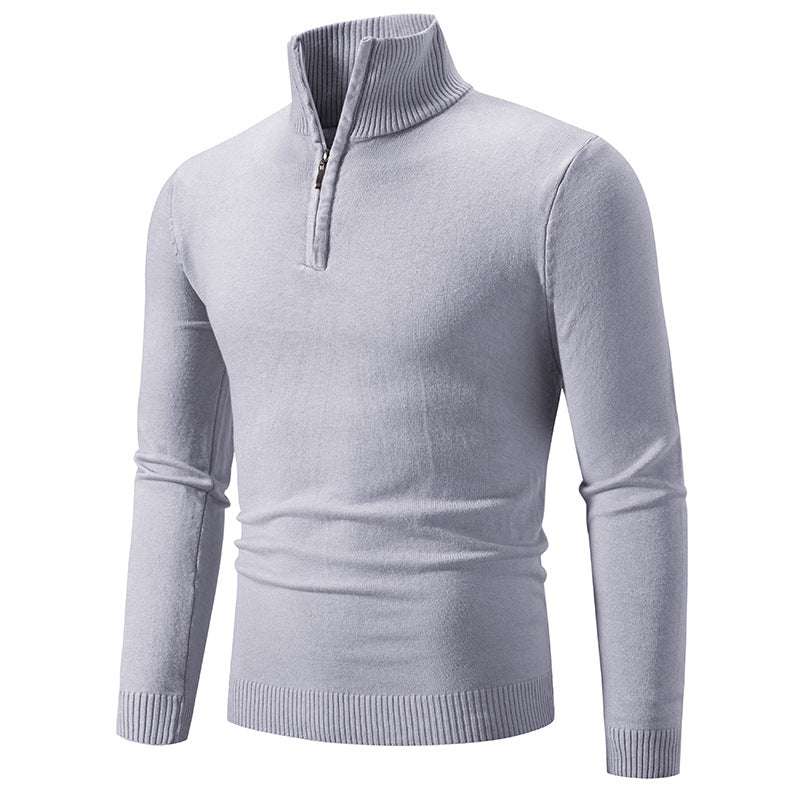 Herren Slim-Fit Halbzip-Mockneck Feinstrickpullover mit geripptem Kragen Nord Taschen