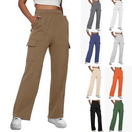 Damen Cargo-Hose mit weitem Bein, elastischem Bund und Cargotaschen Nord Taschen