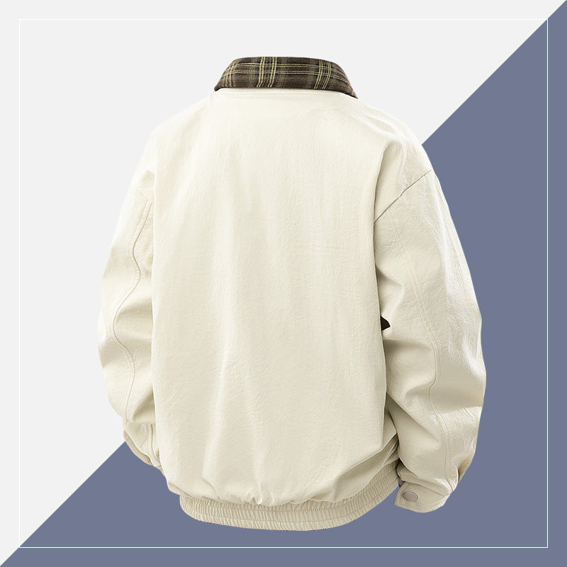 Herren Lässige Layering-Übergangsjacke mit karierter Innenlage und Reißverschluss Nord Taschen