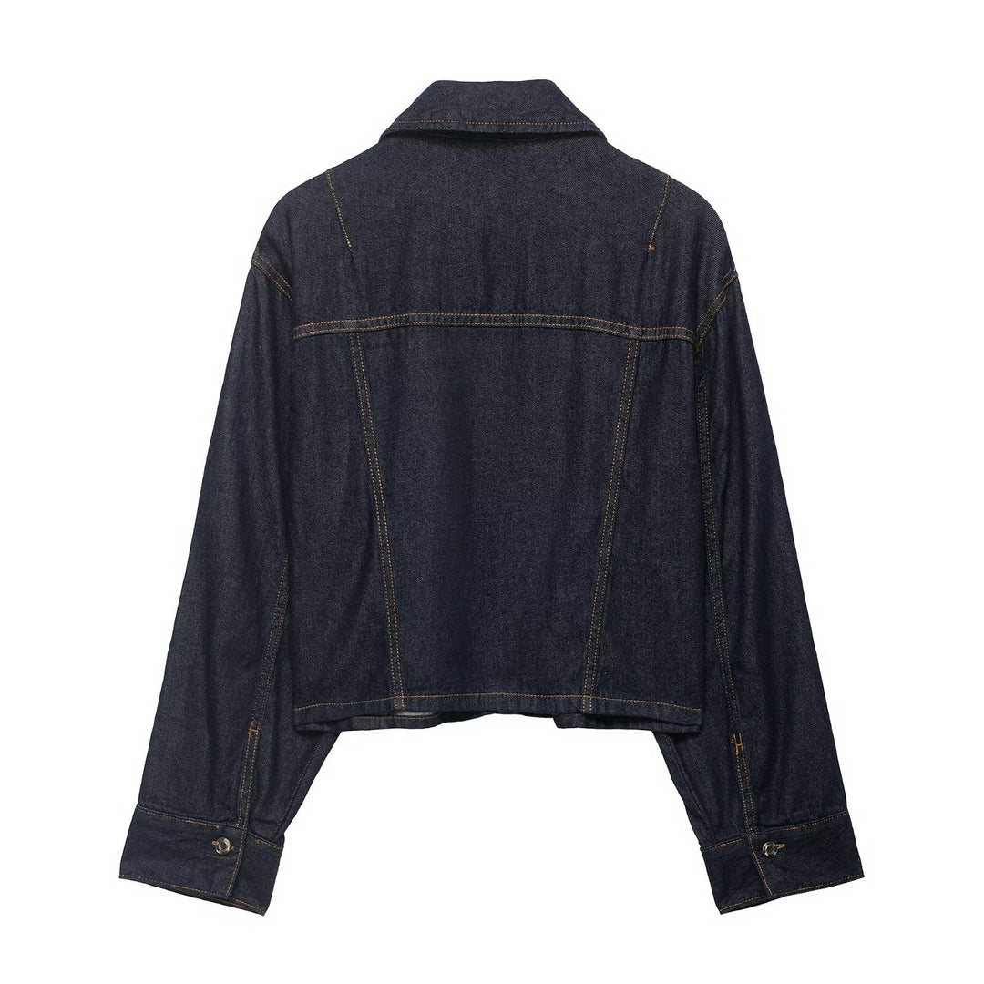 Damen Denim-Zweiteiler mit Cropped-Workerjacke und weiter High‑Waist-Hose Nord Taschen