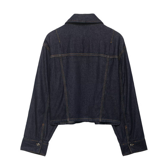 Damen Denim-Zweiteiler mit Cropped-Workerjacke und weiter High‑Waist-Hose Nord Taschen