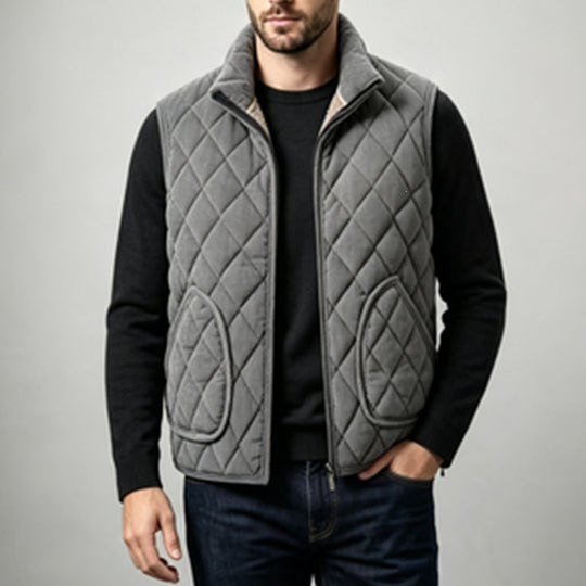 Herren Steppweste mit Rautenmuster, Hochkragen & Reißverschluss Nord Taschen