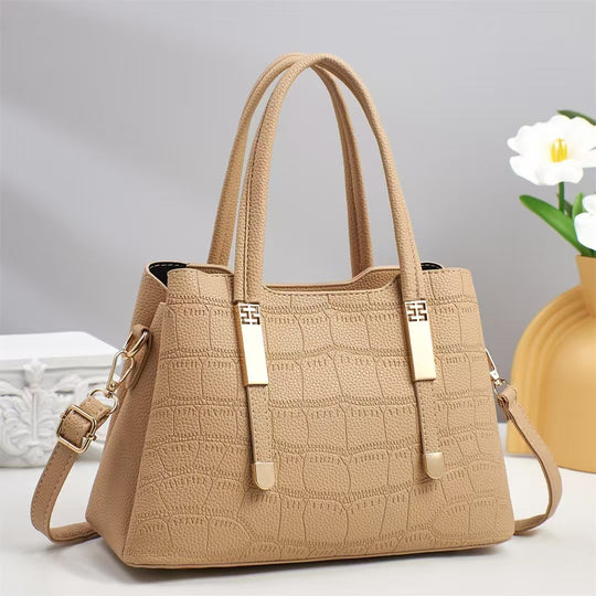 Damen elegante Handtasche mit strukturiertem Krokodil-Leder-Look und abnehmbarem Schulterriemen Nord Taschen