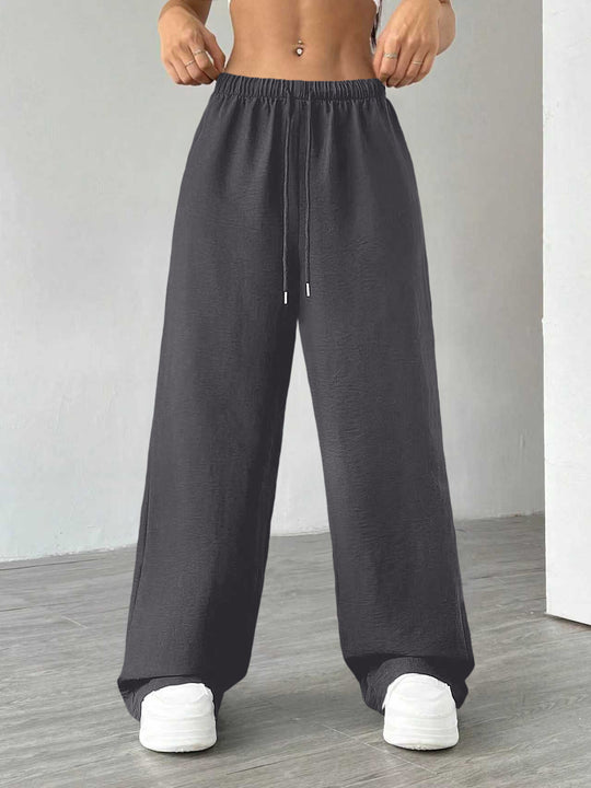 Damen Weite Lounge-Hose mit hohem Elastikbund und Kordelzug Nord Taschen
