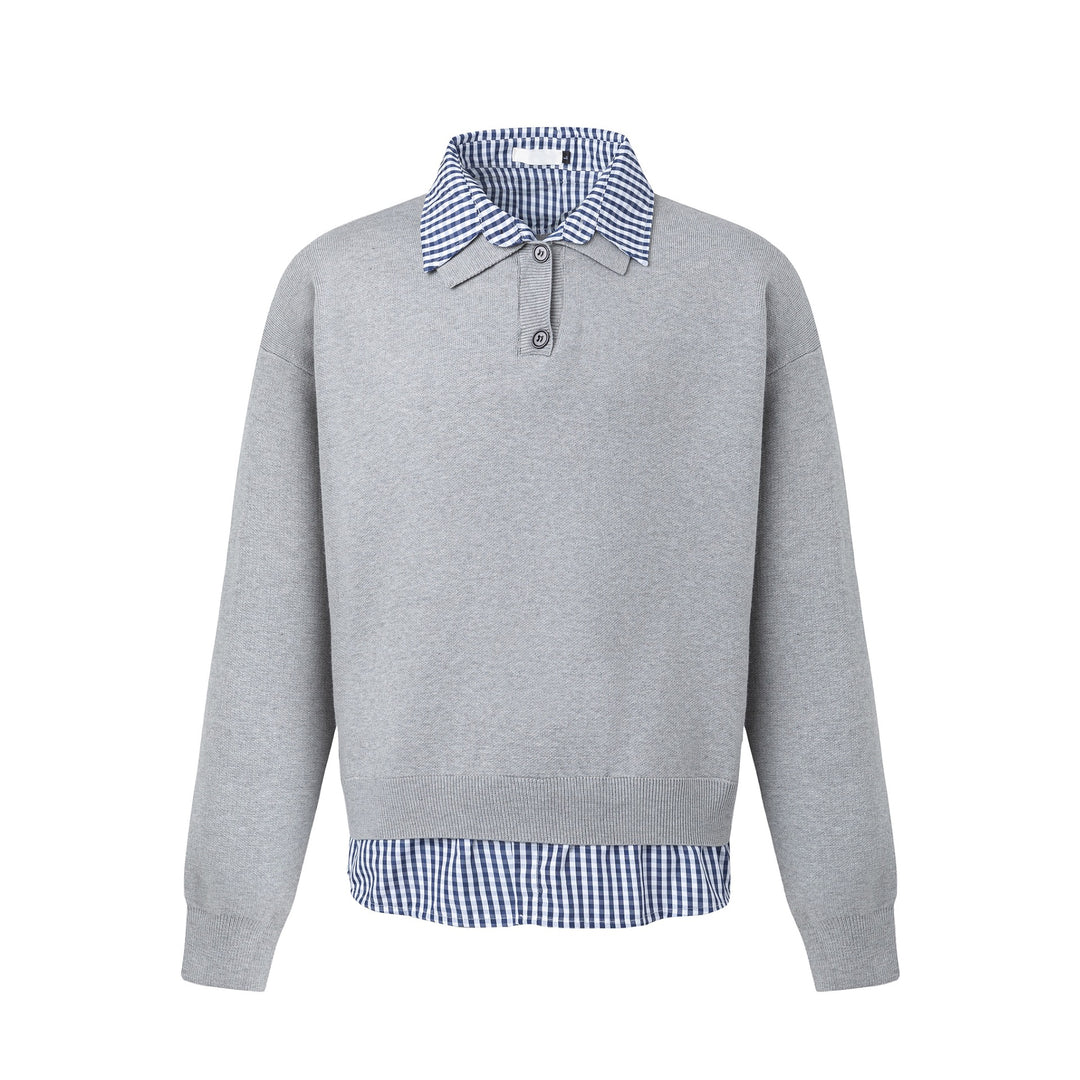 Herren Modischer Grobstrickpullover mit Hemdkragen und Knopfleiste Nord Taschen