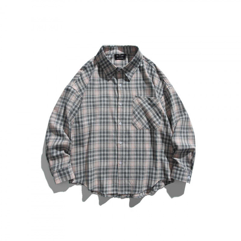 Unisex Oversize Karo‑Hemdjacke im Boxy‑Cut mit Brusttasche und abgerundetem Saum Nord Taschen