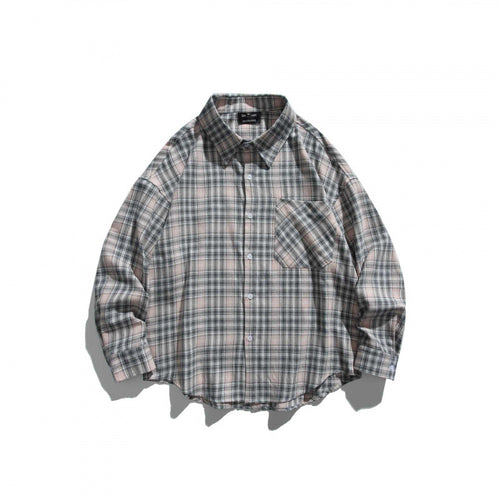 Unisex Oversize Karo‑Hemdjacke im Boxy‑Cut mit Brusttasche und abgerundetem Saum Nord Taschen