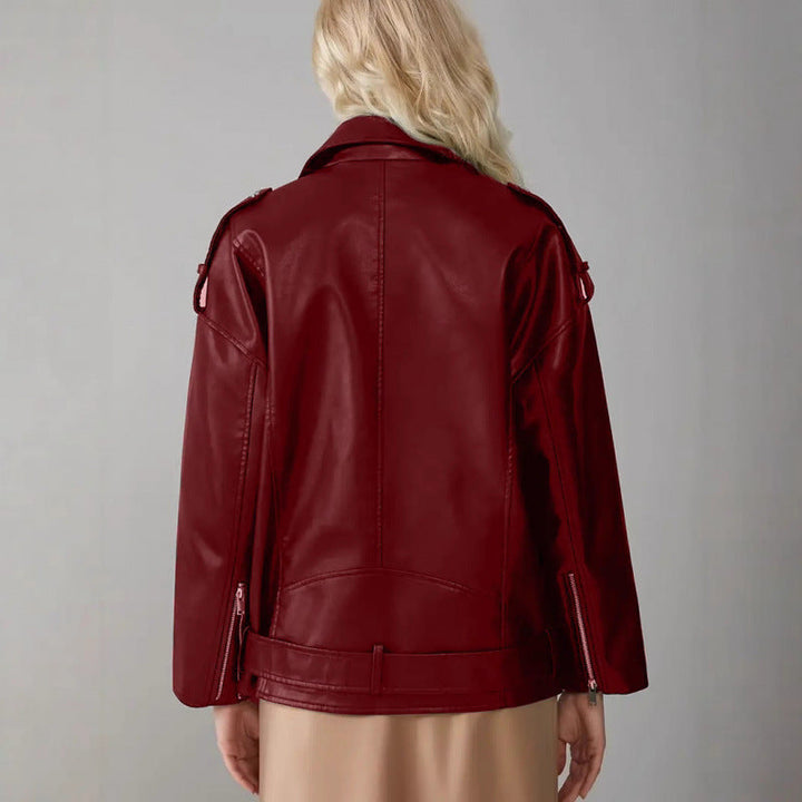 Damen Kunstleder Bikerjacke mit Nieten