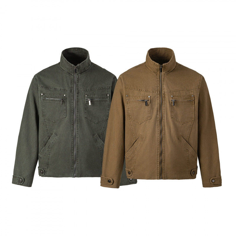 Herren Kurzjacke aus Canvas im Field‑Style mit Stehkragen, Reißverschluss und Multifunktionstaschen Nord Taschen