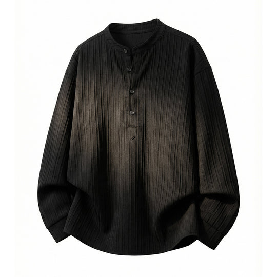 Unisex Leichtes Langarmshirt mit Stehkragen und Rippstruktur-Henley Nord Taschen