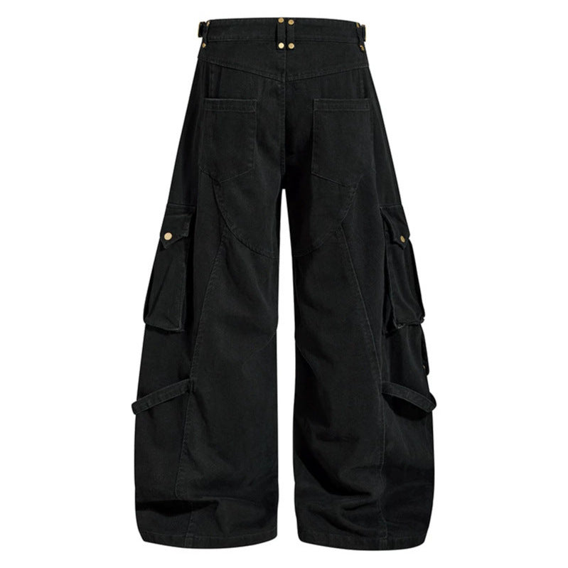 Damen weite Cargo‑Culotte‑Hose mit verstellbaren Riemen, großen Klappentaschen und Ballon‑Silhouette Nord Taschen