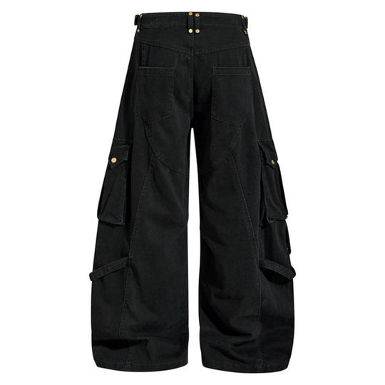 Damen weite Cargo‑Culotte‑Hose mit verstellbaren Riemen, großen Klappentaschen und Ballon‑Silhouette Nord Taschen