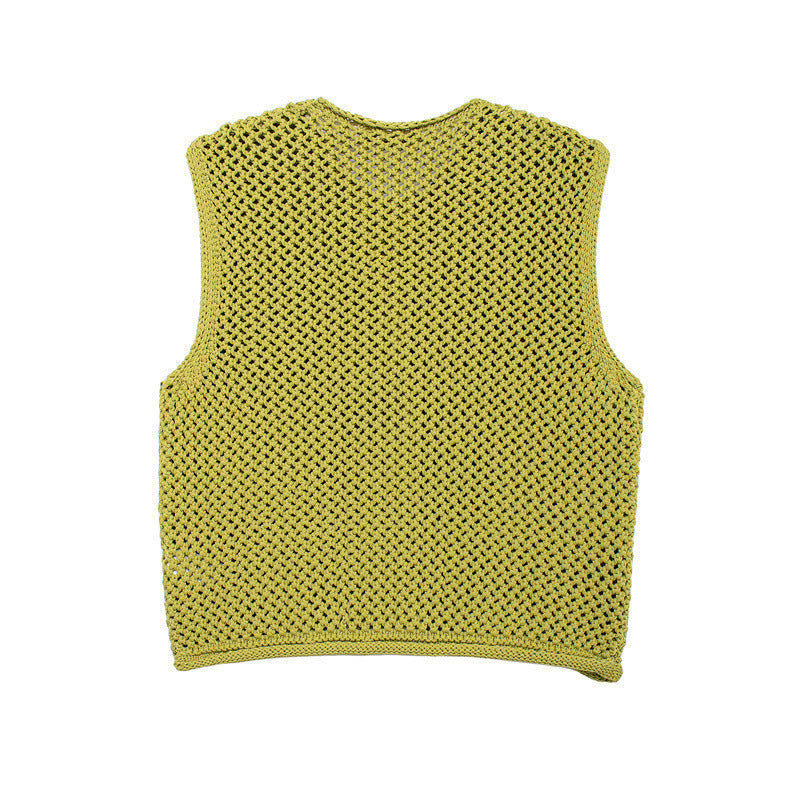 Damen Strickweste mit Knopfleiste und Taschen