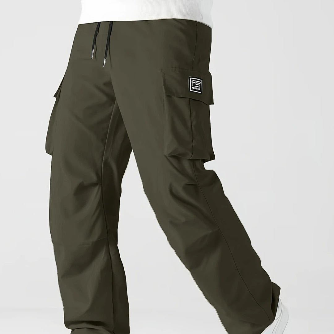 Herren Relaxed Cargo-Hose mit Tunnelzugbund, großen Klapp‑Utilitytaschen und geradem Bein Nord Taschen
