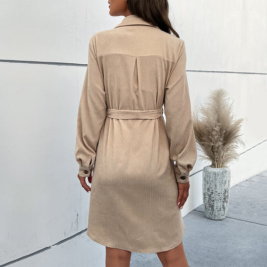 Damen Hemdblusenkleid mit Gürtel Nord Taschen