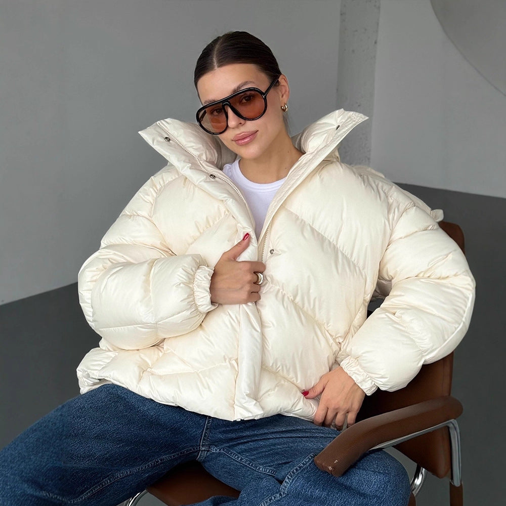 Damen Kurz-Pufferjacke mit Thermofüllung, Oversize-Kapuze & verdecktem Zweiwege-Reißverschluss Nord Taschen