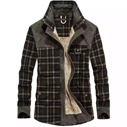 Herren Flanell‑Fieldshirt mit Teddyfleece‑Innenfutter und Velours‑Schulterpartie Nord Taschen
