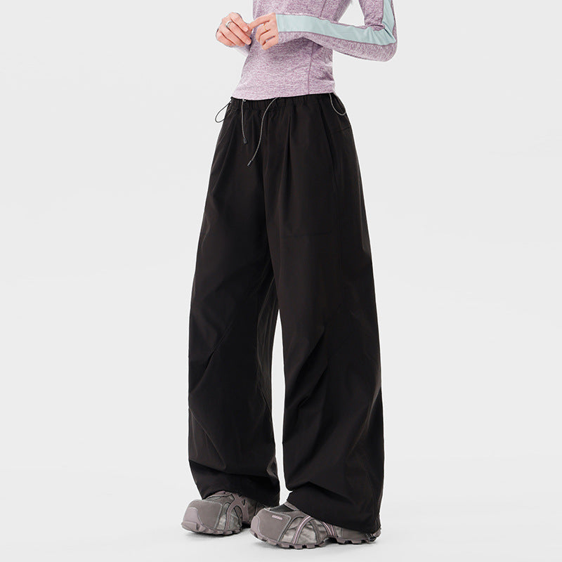 Damen weite technische Cargohose mit Kordelzugbund Nord Taschen