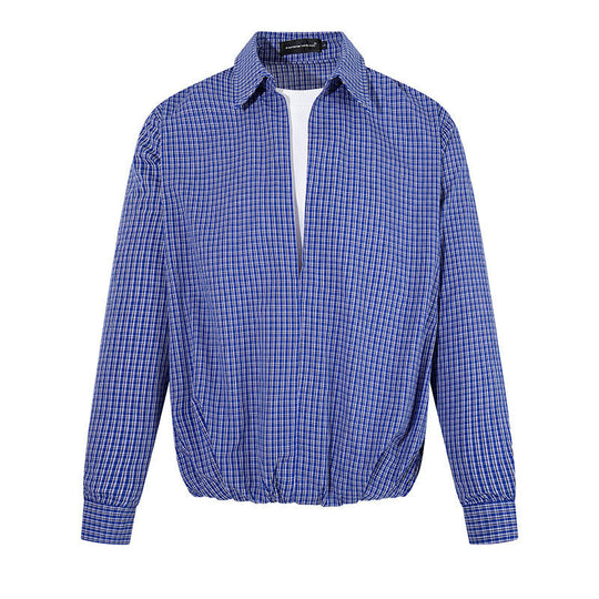 Herren Overshirt-Blouson im Karomuster mit Gummizugbund und Hemdkragen Nord Taschen