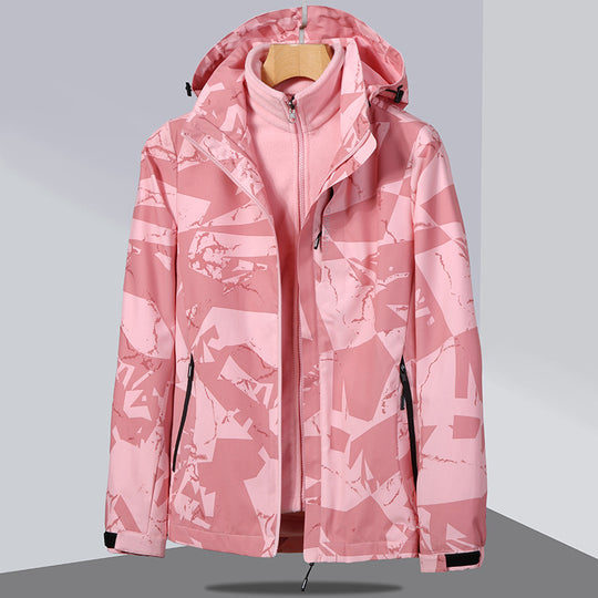 Damen zweilagige Softshelljacke mit abnehmbarer Fleece-Innenjacke und Kapuze Nord Taschen