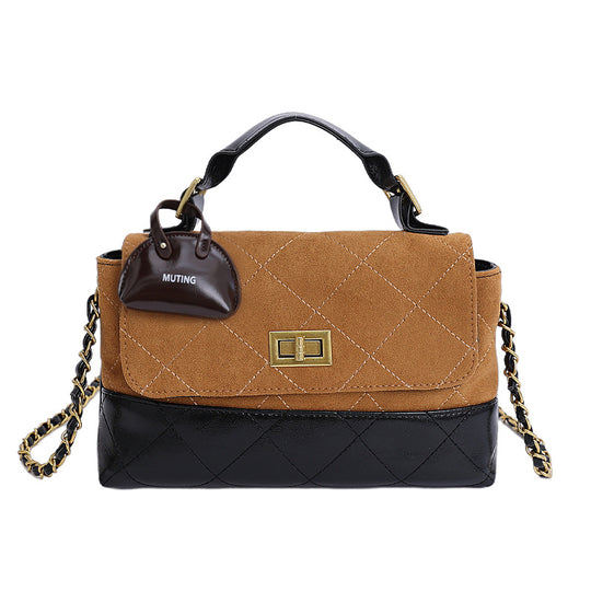Damen modische Handtasche aus hochwertigem Wildleder mit kontrastierenden Details Nord Taschen