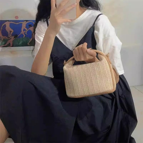 Damen Henkeltasche mit geflochtenem Design und verstellbarem Schulterriemen Nord Taschen