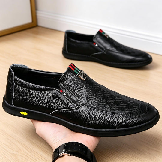 Herren Bequeme Slip-On Lederslipper Nord Taschen