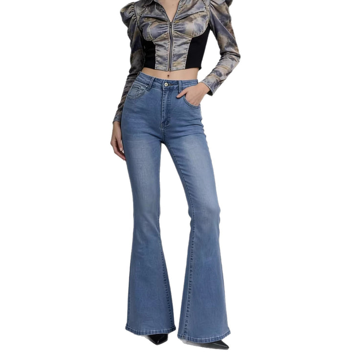 Damen hochtaillierte Schlagjeans mit figurformender Passform und weitem ausgestelltem Bein Nord Taschen