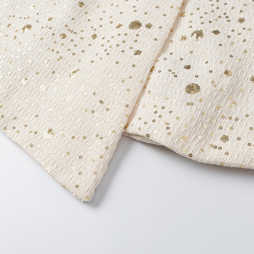 Damen Ärmellose Bouclé-Weste mit Paillettenbesatz und V-Ausschnitt Nord Taschen