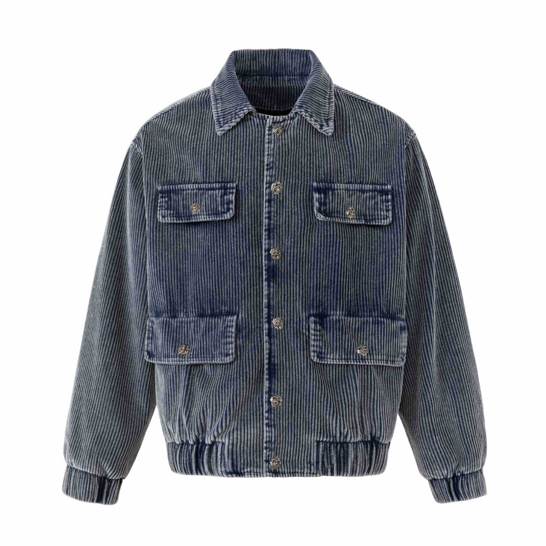 Unisex Kurz geschnittene Cord-Workwear-Jacke im Boxy‑Cut mit vier Pattentaschen und Metallknöpfen Nord Taschen