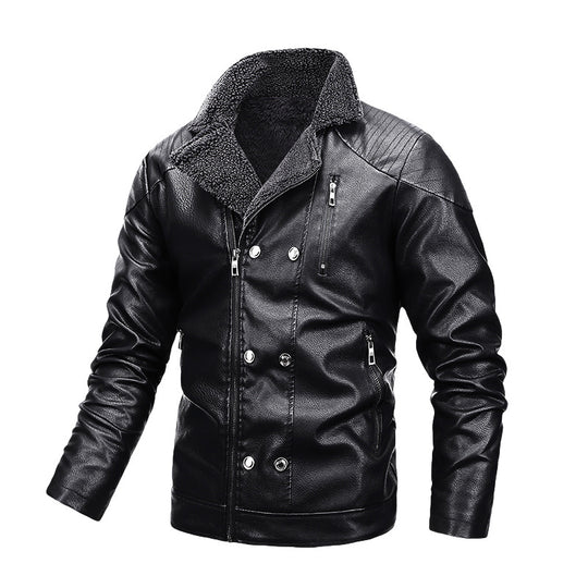 Herren Gefütterte Fliegerjacke aus Kunstleder mit Teddyfutter und zweireihiger Front Nord Taschen