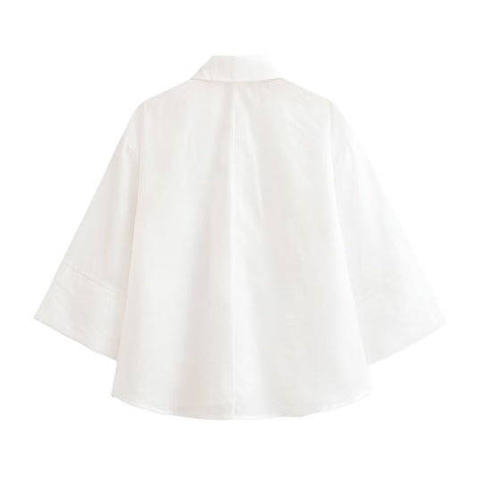 Damen Bluse mit dreiviertelärmeln und dreidimensionalen Blütenapplikationen Nord Taschen
